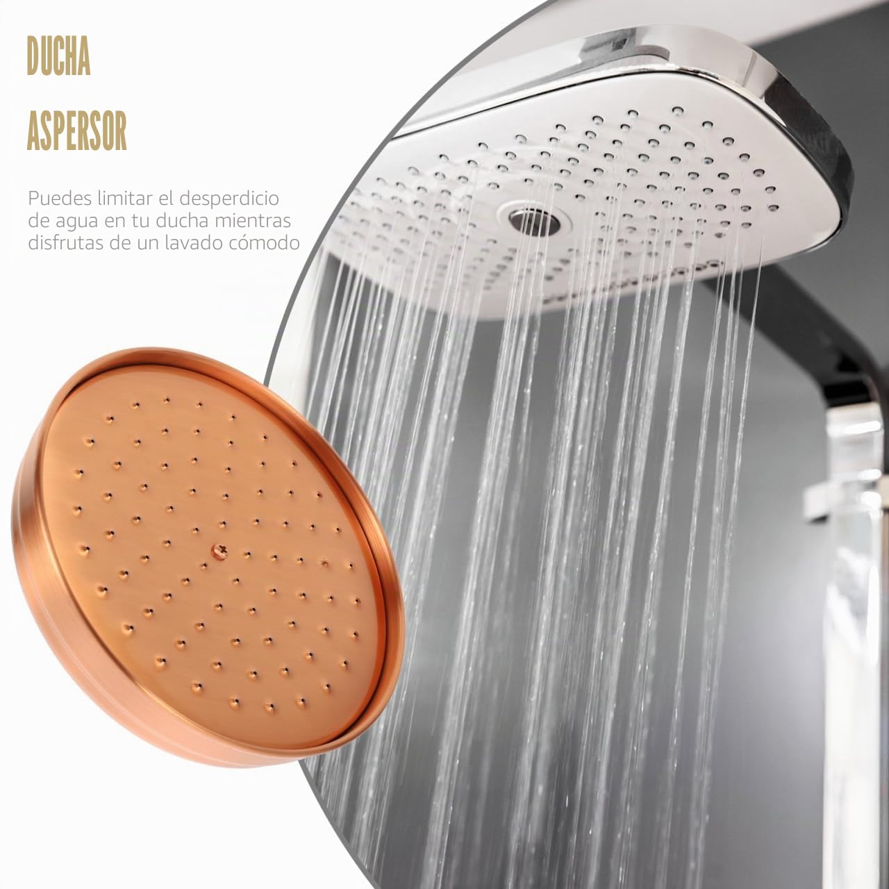 Angoily Cabezal De Ducha De Cobre 7.87 Pulgadas Alcachofa Fija Con Agujeros De Silicona Antical Agua Para Baños Modernos Y Relax