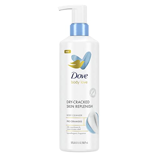 Dove Body Love Body Cleanser Dry-Cracked Skin Replenish Hypoallergenic Body Wash for 24 Hour Nourishment & Instant Dryness Relief with Pro Ceramides Body Cleanser 17.5 FO