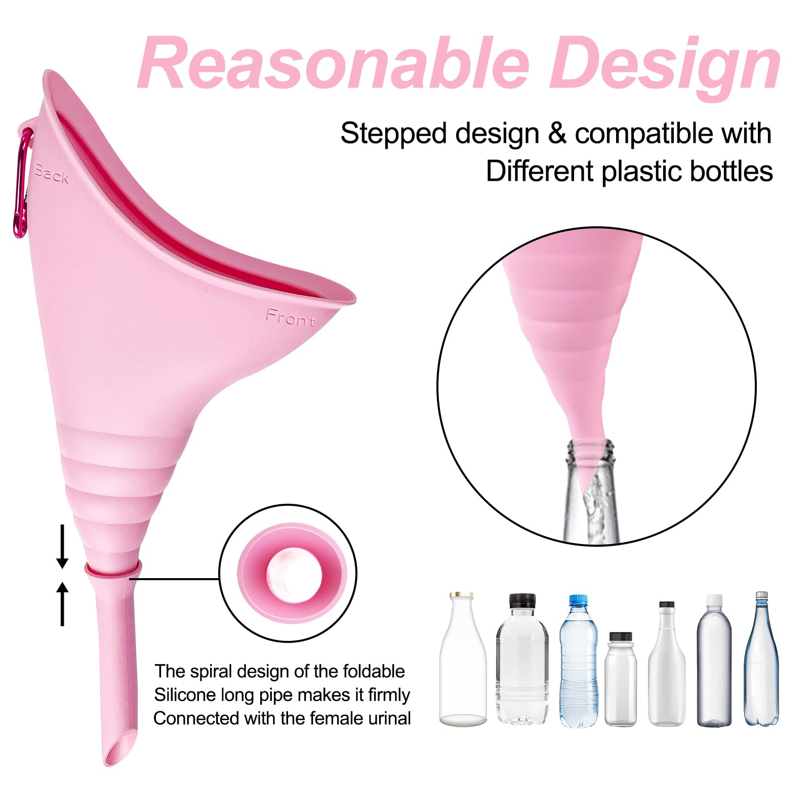 Fousenuk Pisse Debout Femme, Réutilisable Portable Urinoir Femme Silicone | Pliable Pipi Debout avec Tube d'Extension, Urinoir Féminin en Entonnoir pour Plein Air, Voyage, Randonnée, Camping