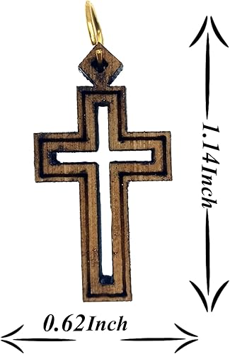 Miniatura 4 de Zuluf Small Laser Cut Wooden Charms Pendants from Jerusalem Holy Land – Christian Rosary & Jewelry Making Supplies – Mini Authentic Bethlehem Crafts