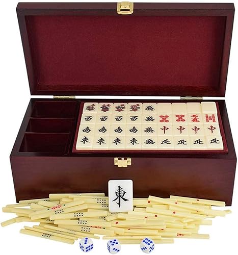 Boutique Japan Mahjong Set Producción acrílica saludable seleccionada, caja de regalo de madera, juego Majong Mah Jong Japanese Mah Jongg Sets