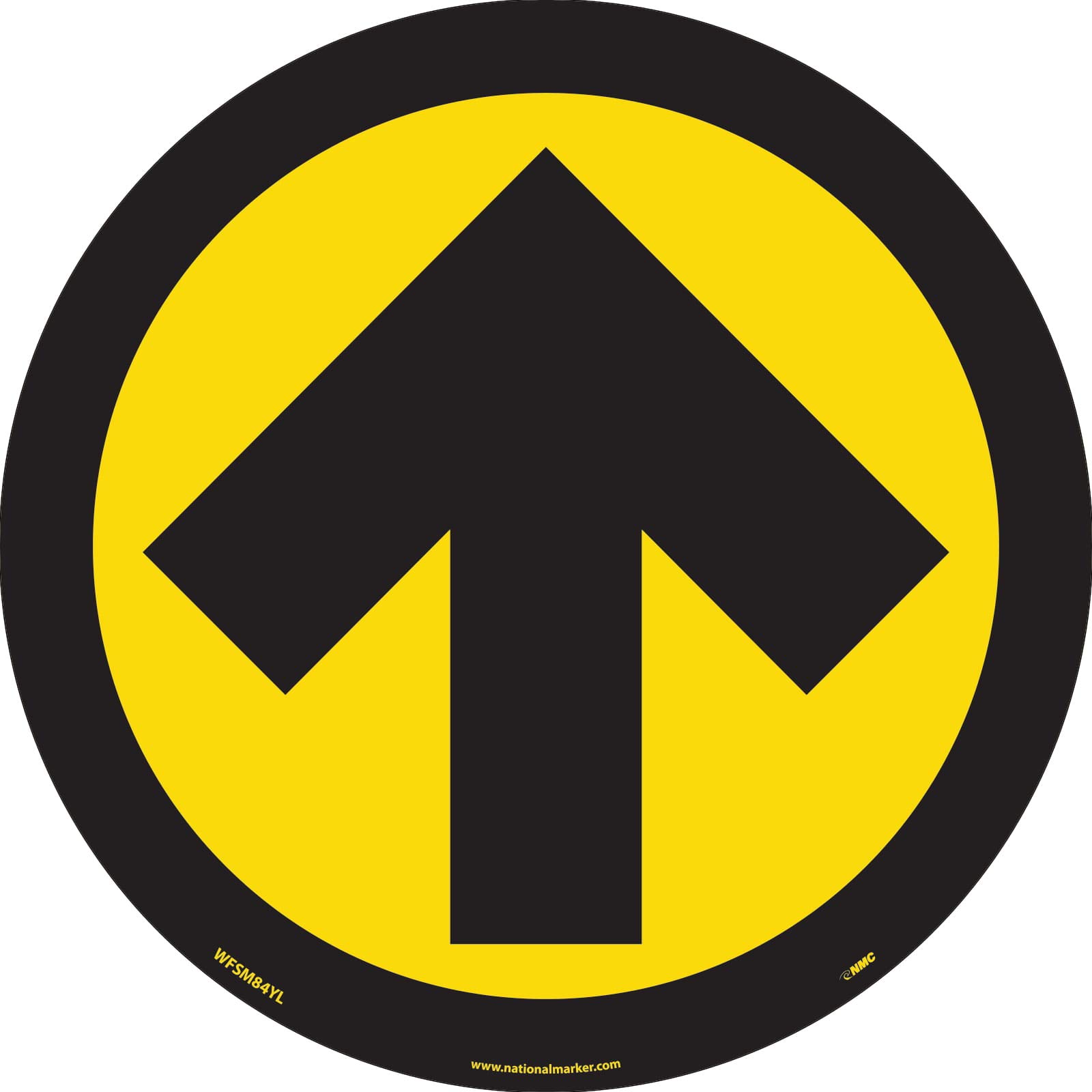 Panneau Flèche Walk On Floor NMC WFSM84YL10 de signalisation au sol lisse jaune