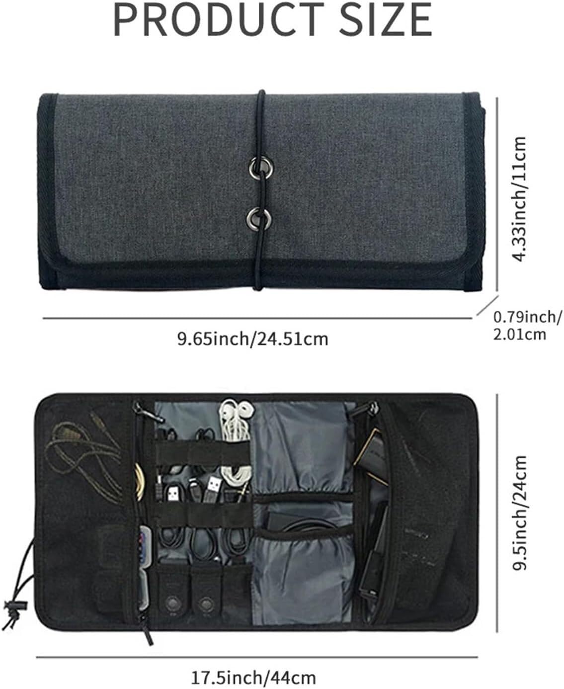 Borsa organizer for cavi, portatile impermeabile leggero da viaggio(Black)