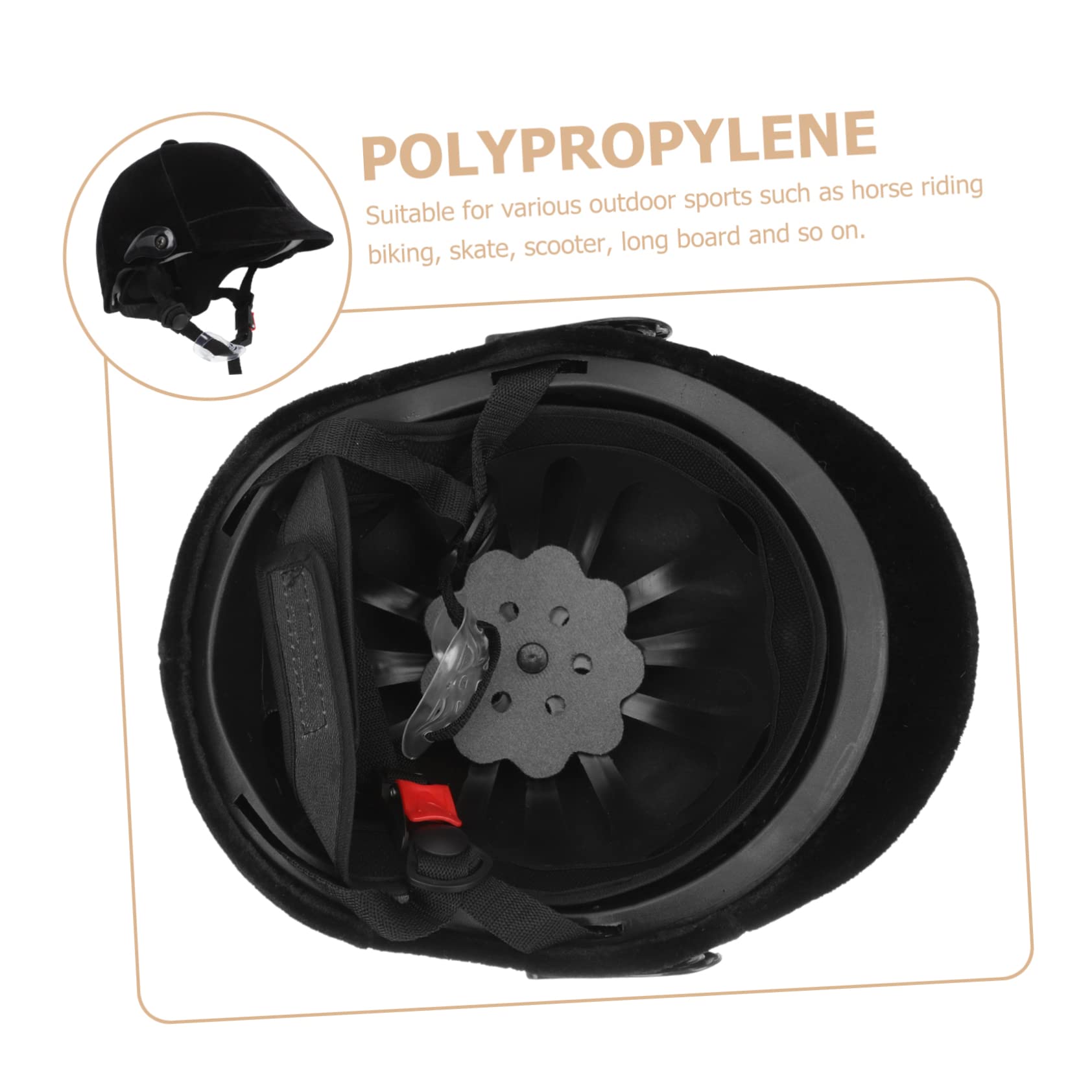 Toyvian Casco Protettivo Equestre e Ventilazione Completa Imbottitura Rimovibile Nero in Polipropilene per Bambini per Bici e Monopattino