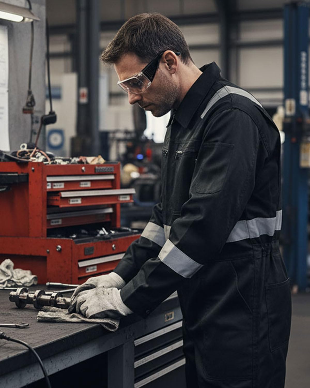 Tuta da Lavoro Uomo con Lampo Riflettente Tuta Intera da Lavoro Meccanico con Alta Visibilità Tute Officina Meccanica Agricoltura Tuta da Lavoro
