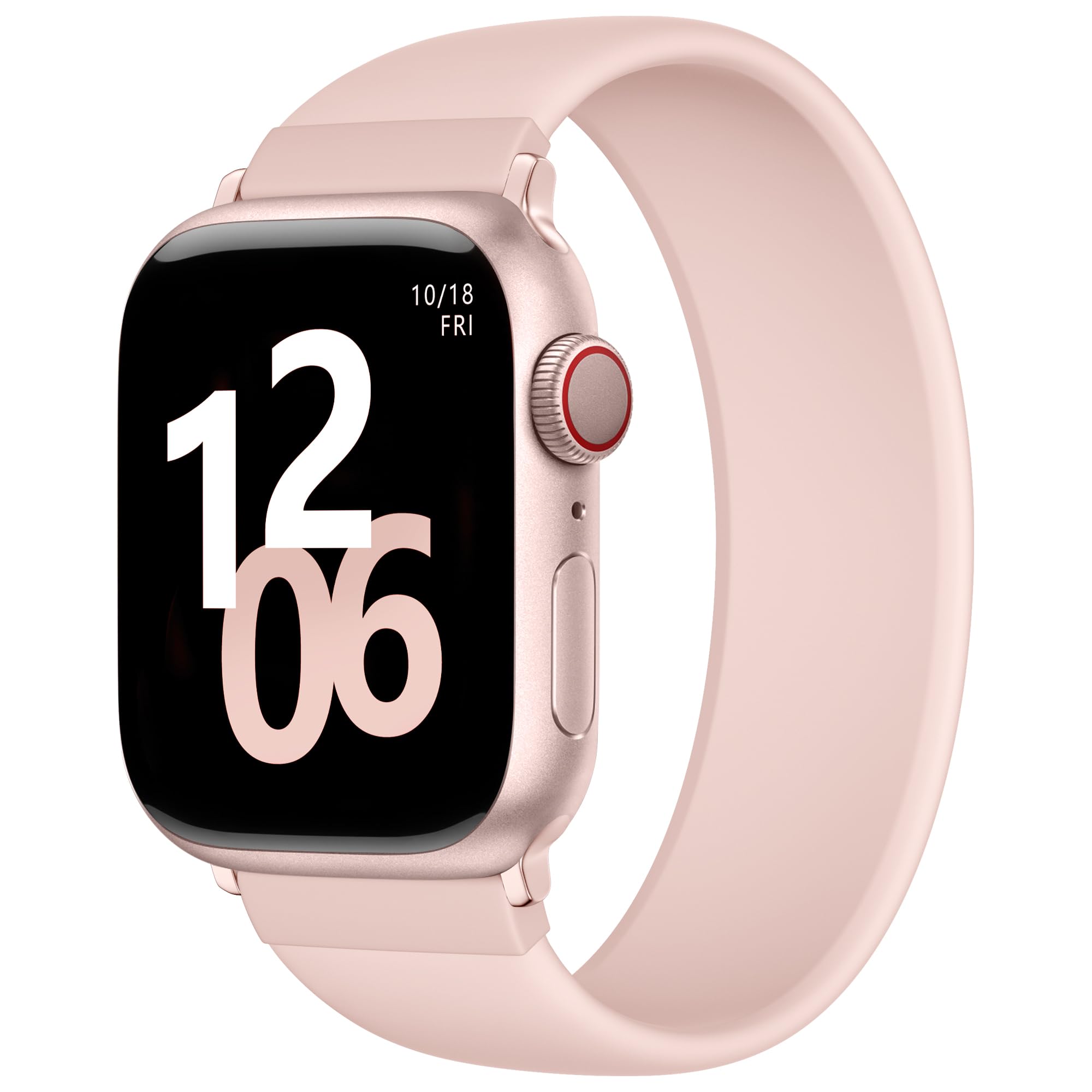 Photo 1 of Zedoli Sport Solo Loop Band Compatible with Apple Watch Band 44mm 45mm 46mm 49mm 42mm Men, Stretchy Soft Silicone Elastic Waterproof Strap for iWatch Series 11 10 9 8 7 6 5 4 3 2 1 SE Ultra, Pink Sand