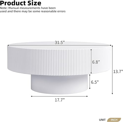 Miniatura 2 de Merax Mesa de centro redonda moderna con base resistente, mesas centrales de madera para sala de estar, sala de recepción, fácil de montar, color