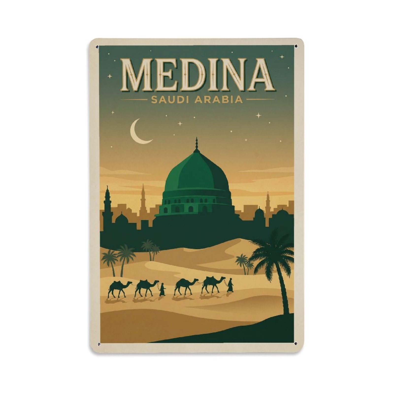 Metal Tin Sign Retro Saudi Arabia Medina Travel Wall Deco