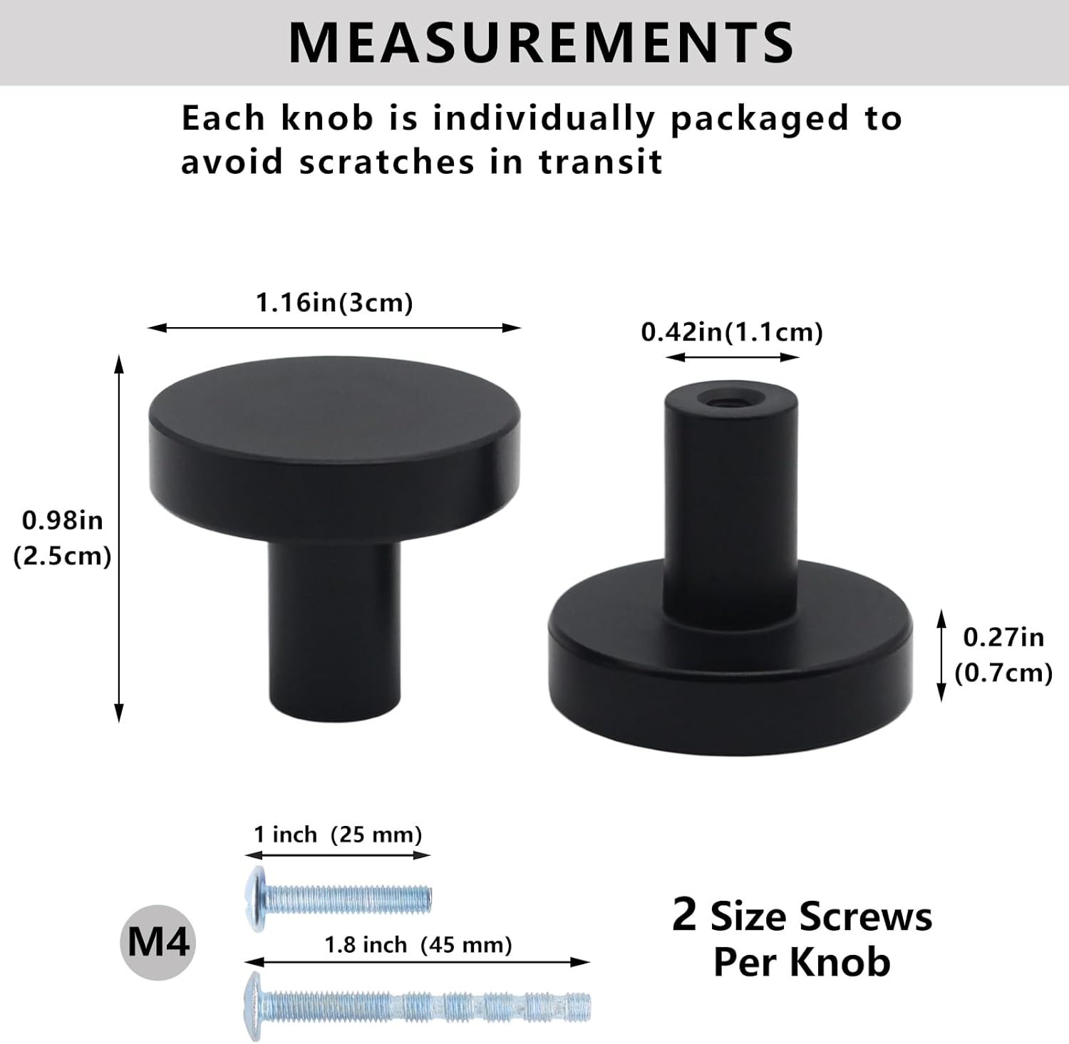 50 Pack Matte Black Cabinet Knobs Drawer Knobs, Kitchen Cabinet Knob Dresser Knob, Black Round Single Hole Pulls