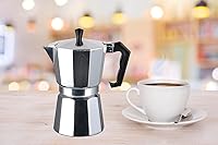 Vista 8 de Moka Pot - Cafetera y cafetera para estufa, cafetera italiana, cafetera Greca, cafeteras, plata (6 tazas)