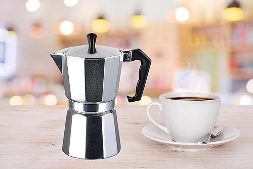 Miniatura 7 de WOLEN Moka Pot - Cafetera y cafetera para estufa, cafetera italiana, cafetera Greca, cafeteras, color plateado (12 tazas)
