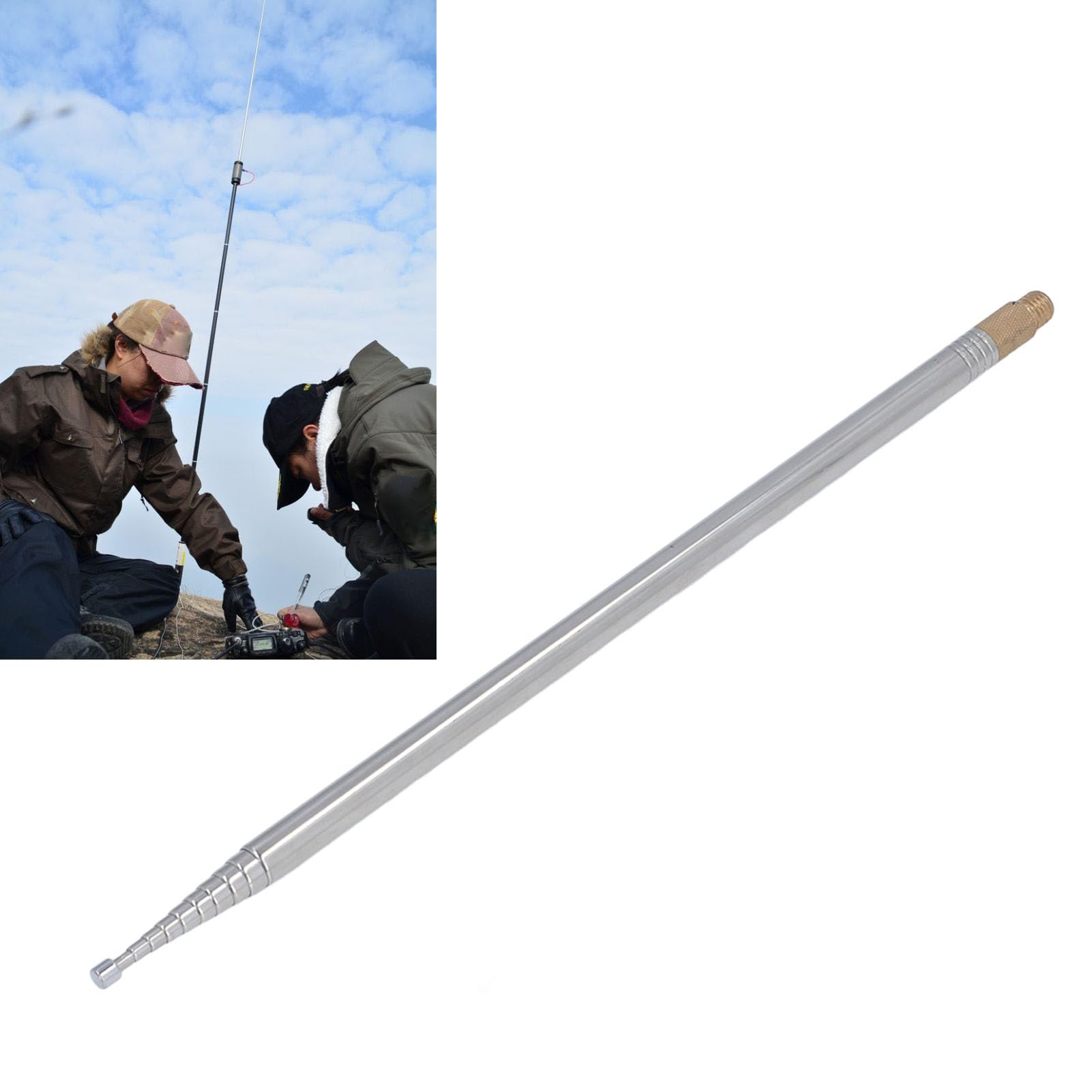 Antenne télescopique, bande complète 7 MHz -50 MHz, ondes courtes, 10 sections, longueur de 2,5 m, en acier inoxydable, compacte et légère avec traitement fin, antenne télescopique
