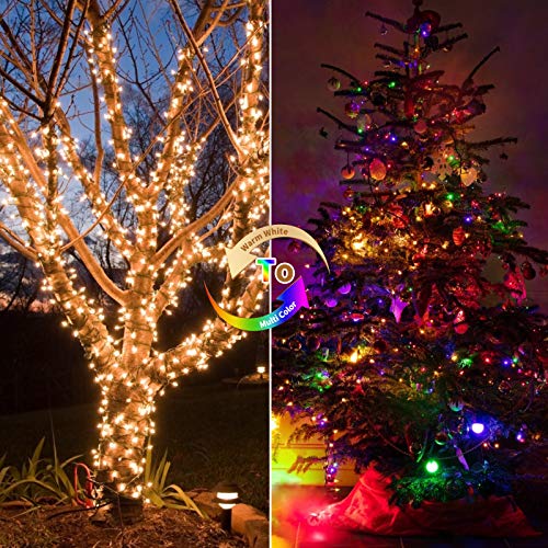 Image of Christmas Mini String Lights Outdoor 4 Pack 17.7 Feet 50 Led 8 Modes Battery Operated Fairy Lights with Timer for Xmas Tree Indoor Holiday Party Decor, Warm White + Multicolored