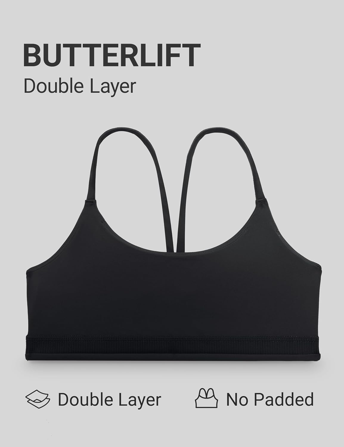 CRZ YOGA Butterlift Double Lined V Back Sports Bras for Women - Scoop Neck Spaghetti Strap Wireless Yoga Top Non Padded - Image 3