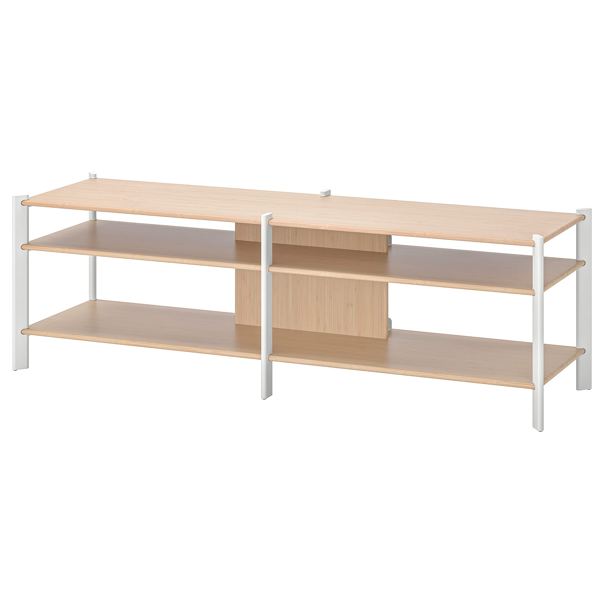 Meuble bas TV 160 cm blanc et bois bambou JÄTTESTA ProTuning