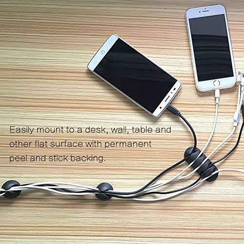 Image of Volo Cable Clips, Cable Organizer, Cord Management, Wire Management System,10 Pieces, Self Adhesive for Your Wires, Charging and Mouse Cord (Color: Black)