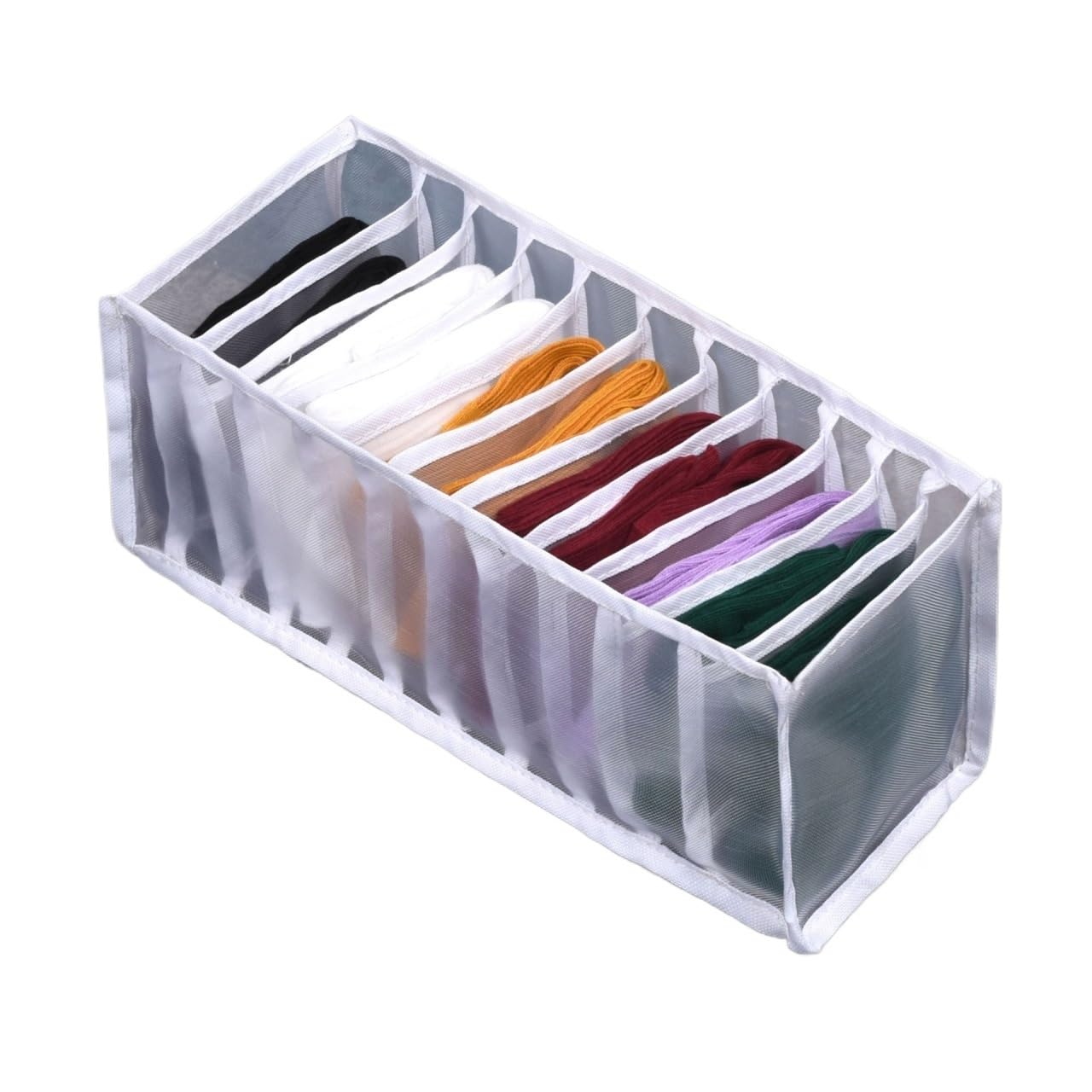 Sunrrafck White 1Pc Foldable Underwear Drawer Organizers Storage Dividers Closet Organizer Box For Clothes Bras Scarves Ties Socks(,11Grid)