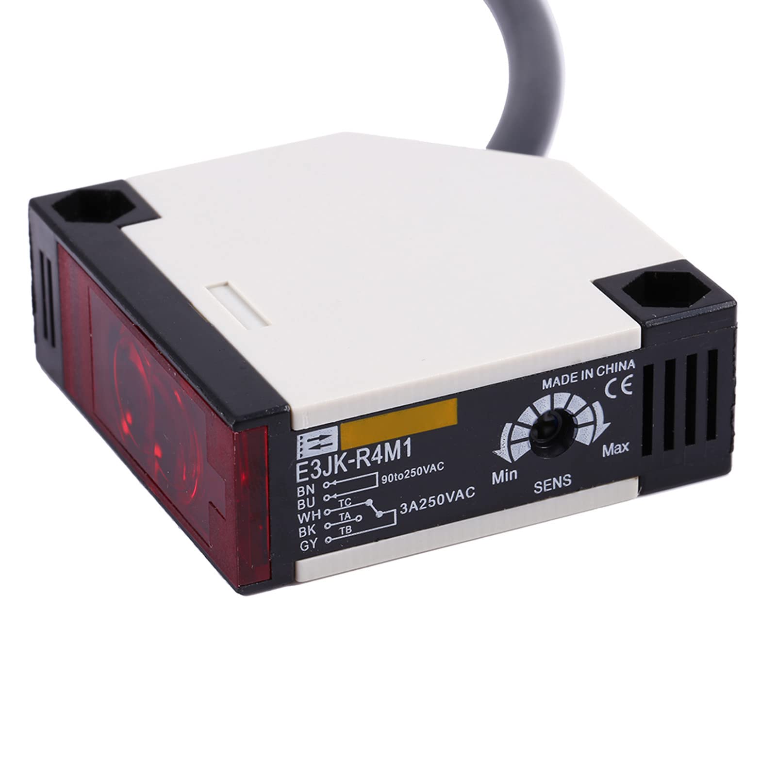Capteur photoélectrique, 90-250 V 3A Capteur AC E3JK R4M1 avec réflectance spéculaire, petite taille, Isolation/Commutateur de charge adapté Contrôle d'accès, Détection de proximité