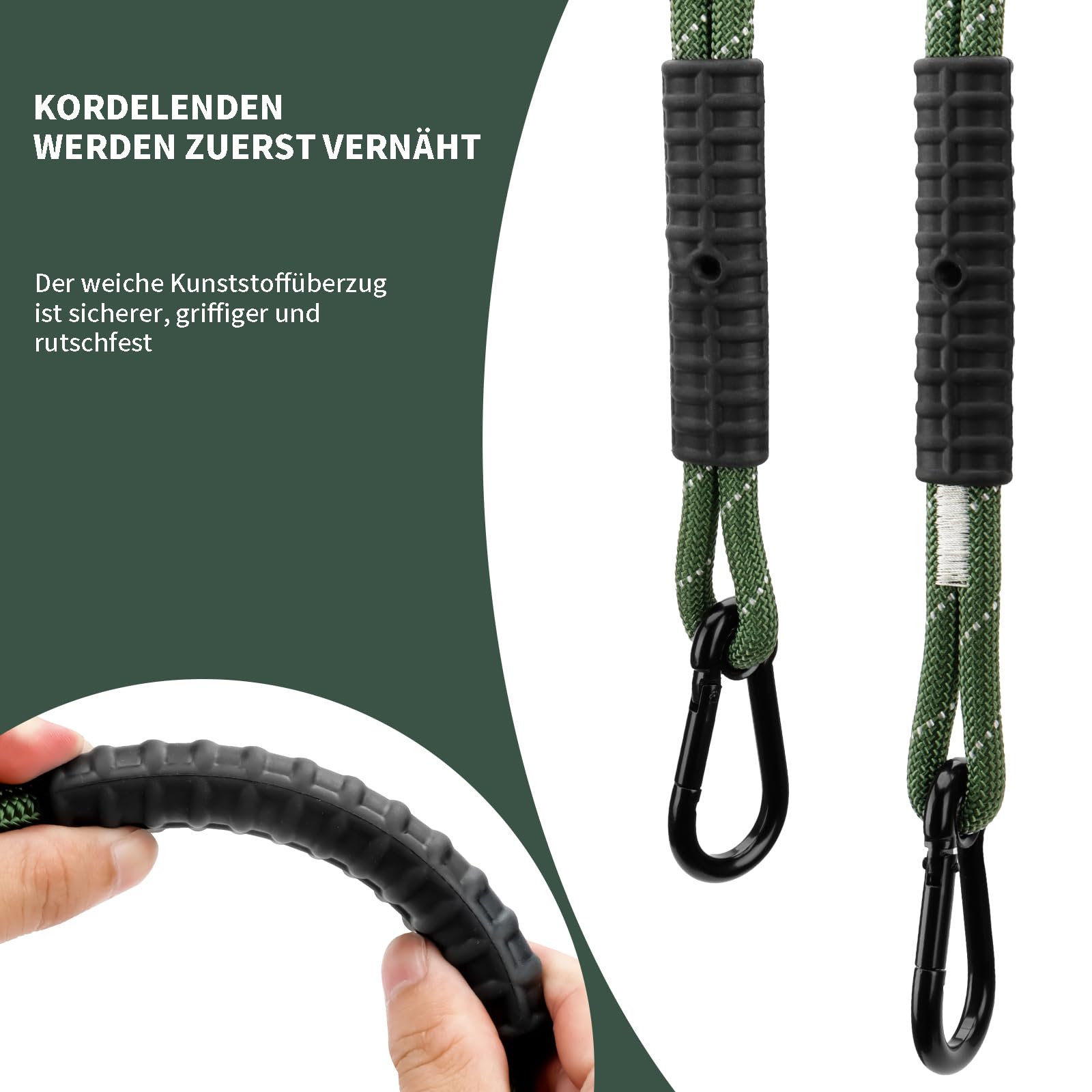2er Schaukel Befestigung Seil,53cm Hängematte Hängesessel Aufhängung Set Befestigung,Seil mit Karabiner Für Outdoor-Baumschaukel Spielplatz Schaukelaufhängung,Grün/453kg