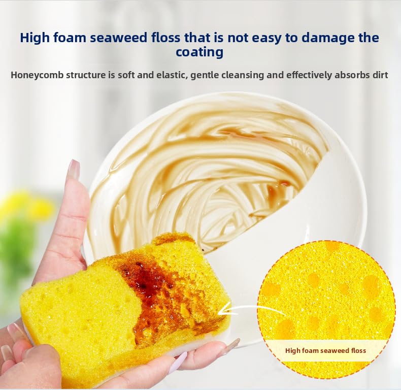 Image of Ampang Wave-Shaped Scrub Sponges for Kitchen Cleaning - Nano Sponge & High-Foam Seaweed Cotton, Non-Scratch, Dishwasher Safe, Ideal for Washing Dishes & Daily Household Tasks (5, Blue)