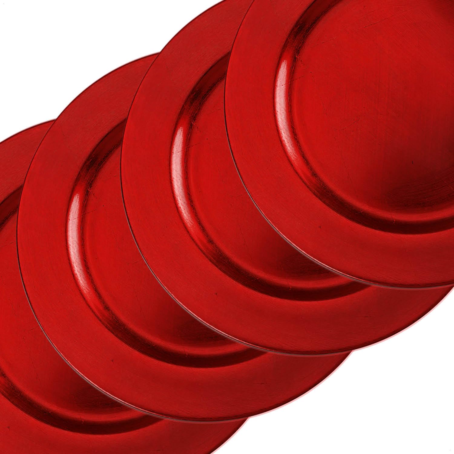 com-four® 4x sottopiatti in rosso - piattini come decorazioni da tavola - piatti decorativi per matrimoni, feste di famiglia o Natale - Ø 32 cm