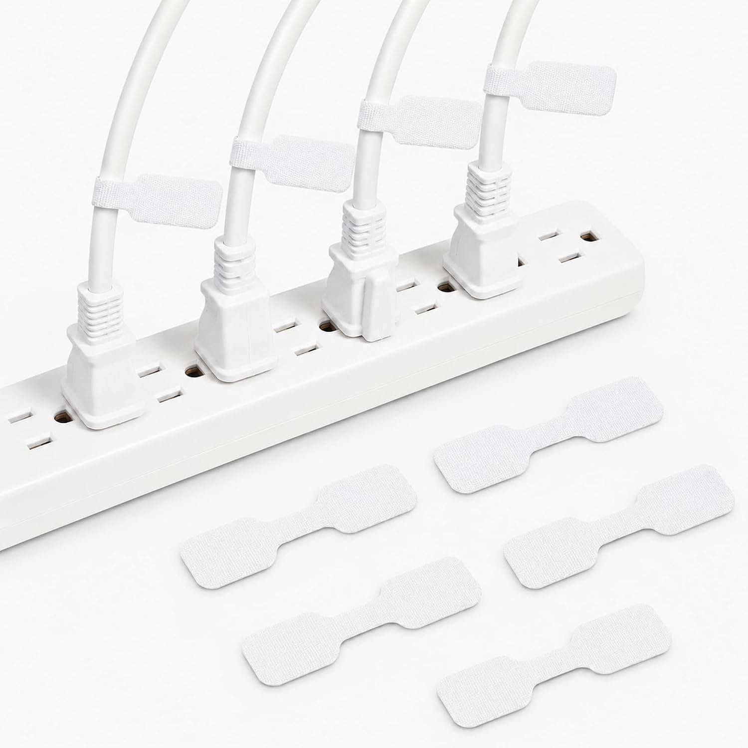 40-Pack Reusable Cable Labels, 8-Color Write-On Cord Tags (White)