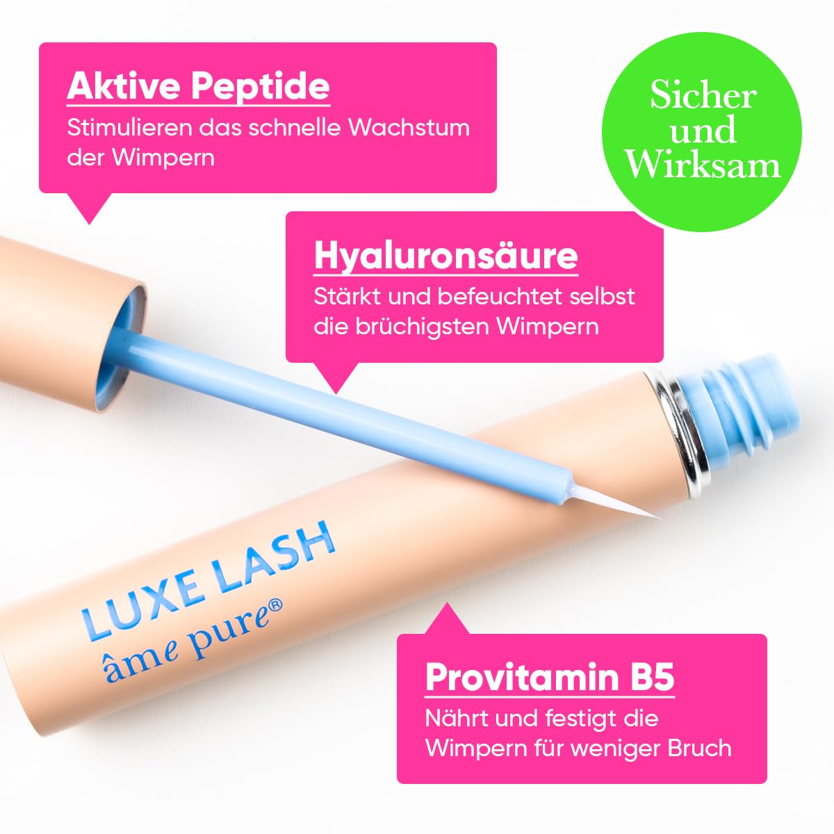 Ame Pure LUXE LASH Wimpernserum – Wimpern Serum für Wachstum und Dichte – Wimpernwachstum Booster für beeindruckend volle lange Wimpern - Sagen Sie dünnen Wimpern Lebewoh - 3ml