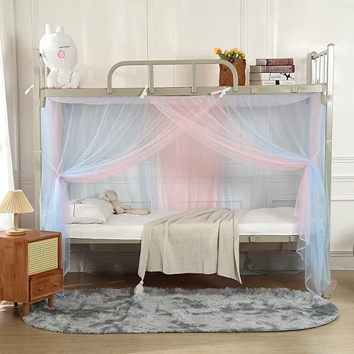 SCMTYWCQ 4 postes de esquina para dormitorio de estudiantes, litera, mosquitera, para cama de estudiantes, cortinas de cama para dormitorio de