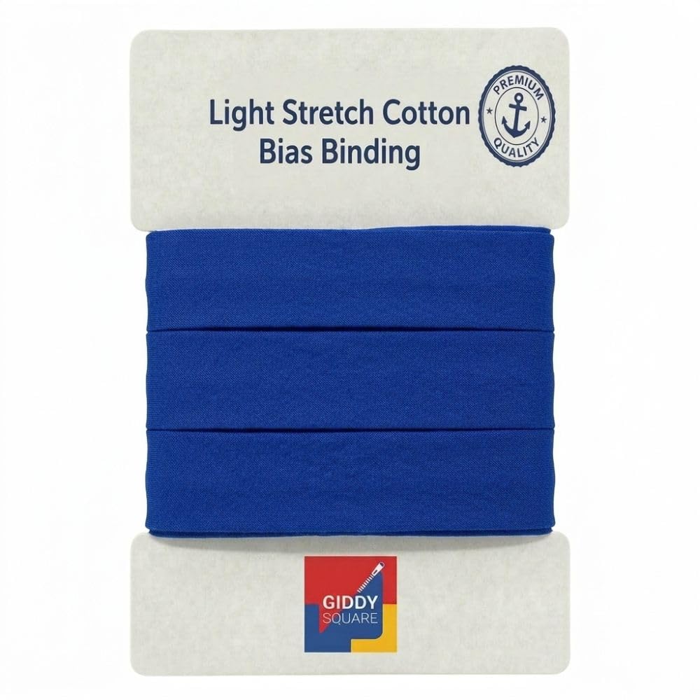 Royal Blue Stretch Cotton Bias Binding Tape for Sewing, 18mm x 5m