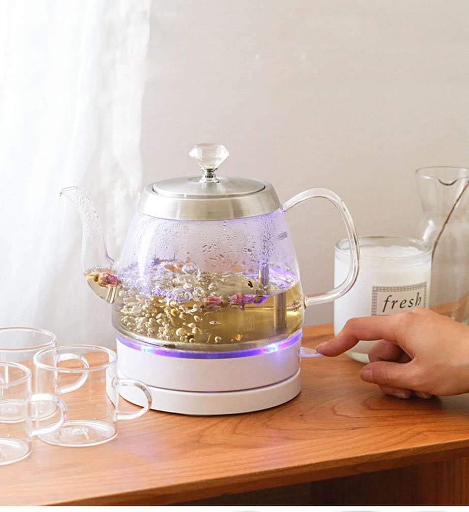 Electric Kettle, Kettle Glass Electric Kettle Mute No Blue Stainless Steel Wire 1 L Transparent LED 1000W, Especially Easy to Use, Especially Practical