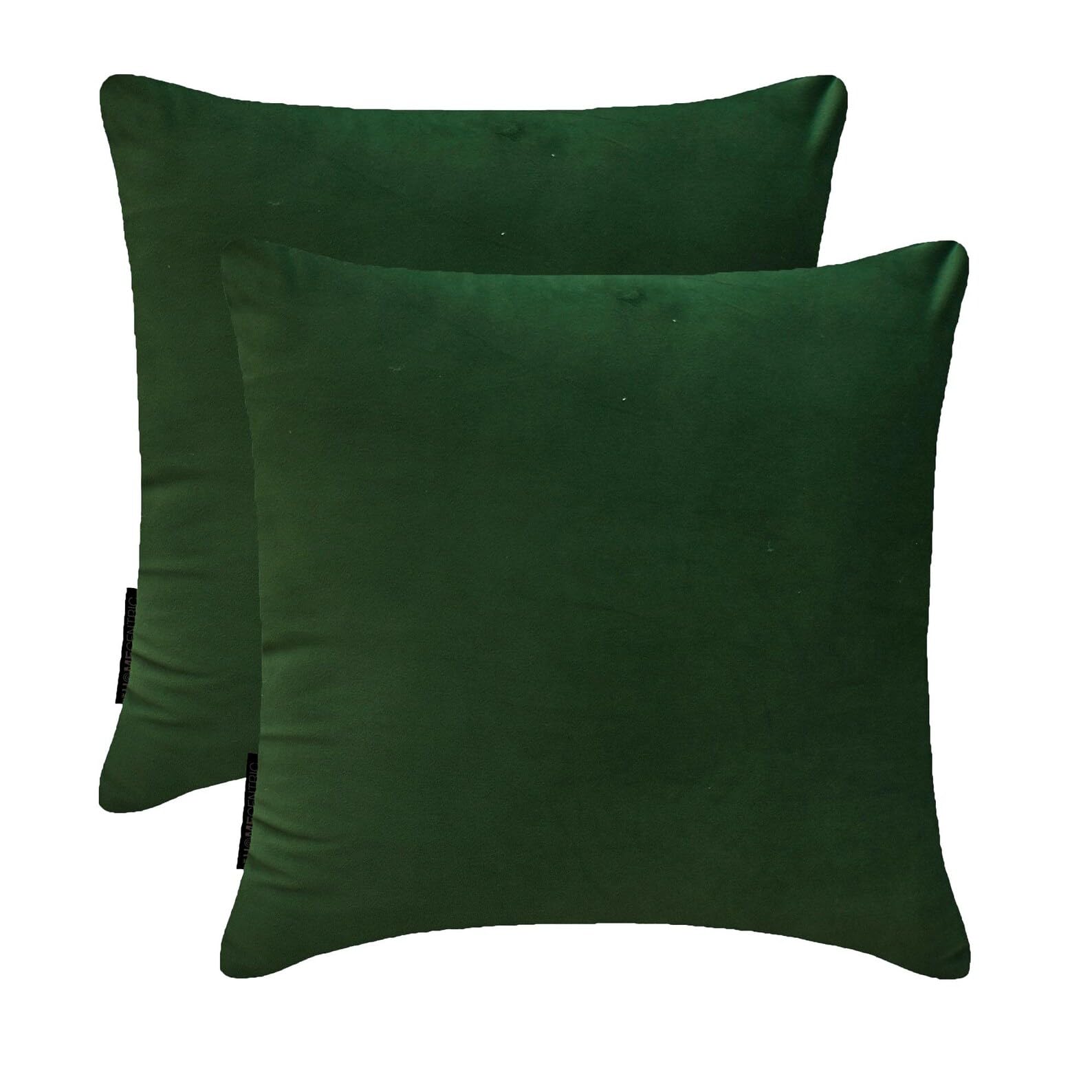 The HomeCentric Verde scuro Decorativo Fodera per cuscino 40x40 cm | Set di 2 Moderno Velluto Fodera per cuscino | Tinta unita Federe per divano, camera da letto e soggiorno, Dark Green Velvet