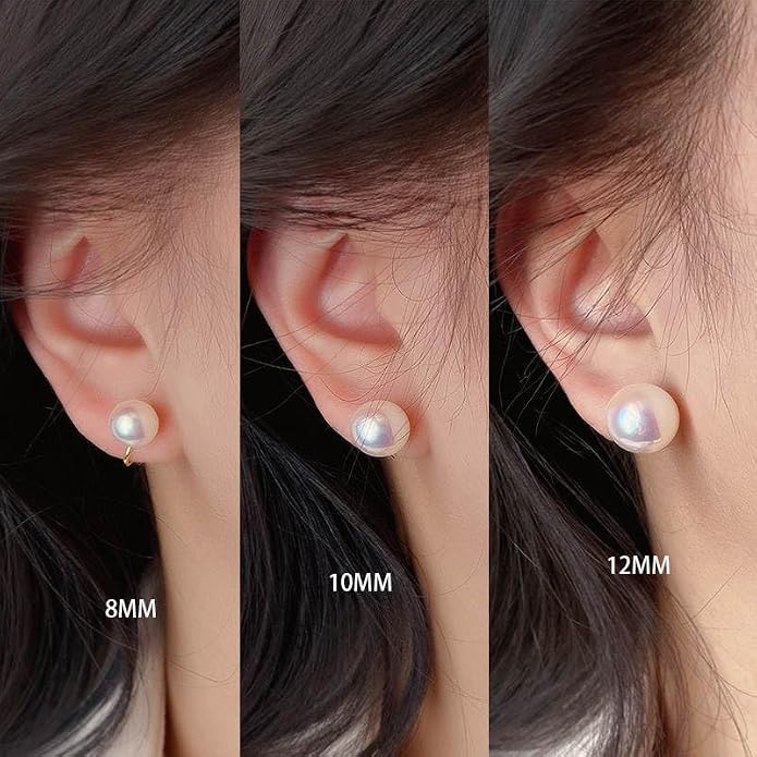 3 pares de aretes de perla clip sin perforación miniatura 4