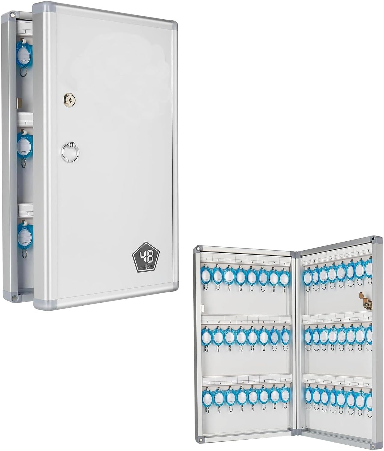 GOLD LEAF Key Cabinets 48 Key Hooks 10.8x2.55x18.9 Inch Key Lock Box Wall-Mounted Security Key Storage Box Locking Key Cabinet-image-43
