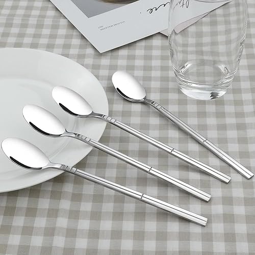 Miniatura 7 de Saedy 12 cucharas de té de mango largo, cuchara mezcladora de batido de acero inoxidable