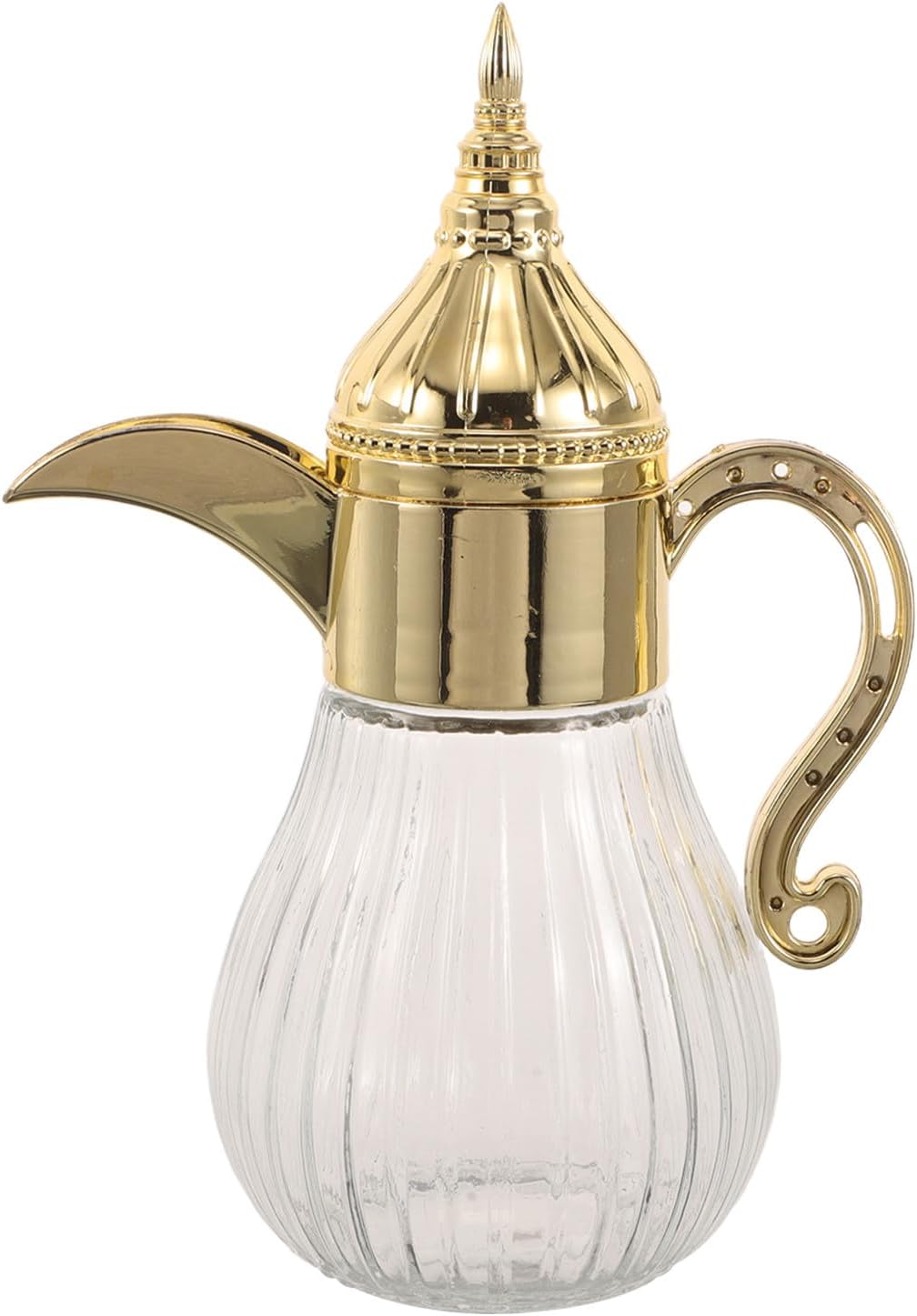 Operitacx Iced Tea Pitcher: 0.43L/15oz Glass Water Pitcher with Lid - Arabic Style Water Jug with Handle - Retro Moroccan Jug for Lemonade Juice Iced Tea