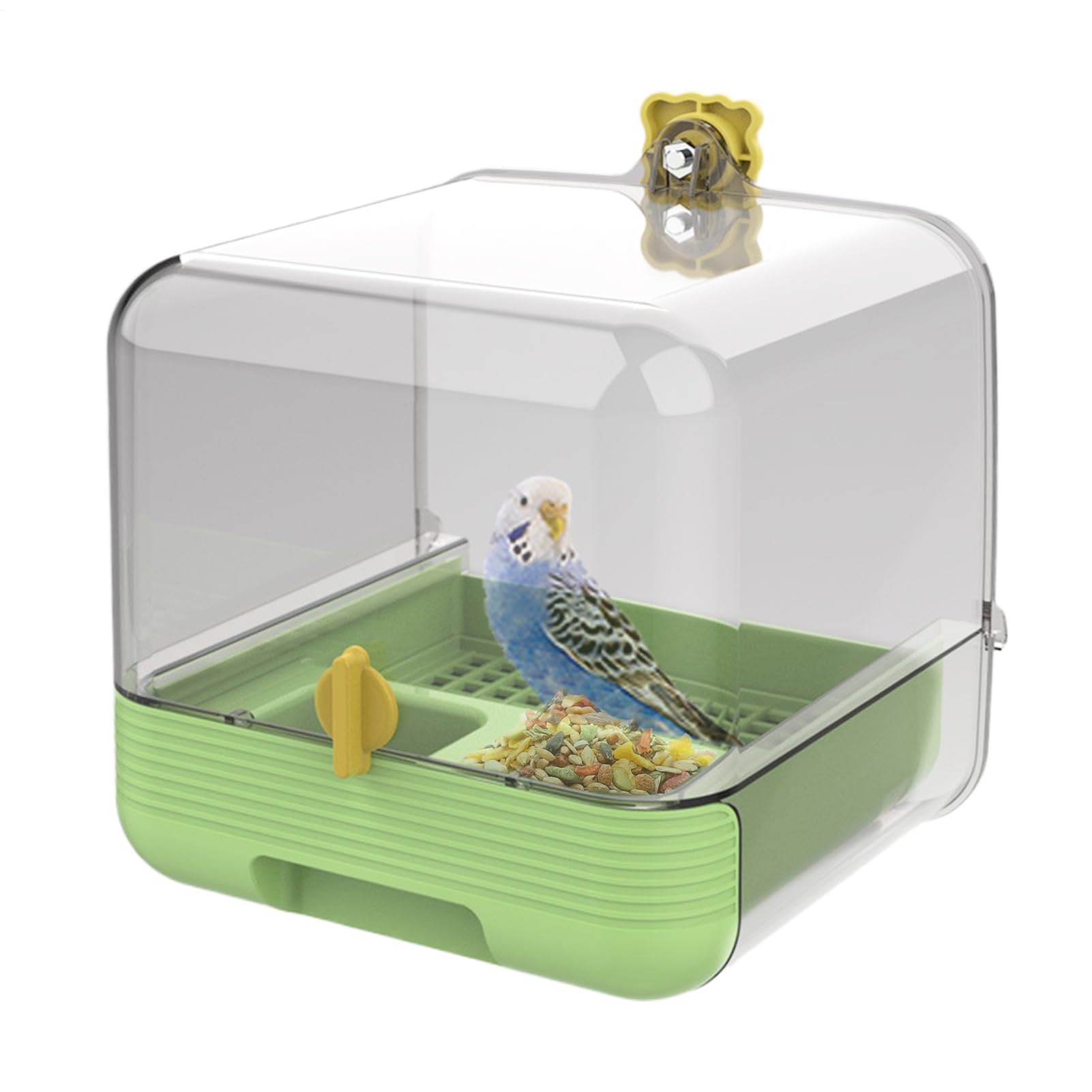Baño para Periquitos | Extraíble para Jaula - Bowl Transparente 2 en 1 de Fácil Limpieza para Interior o Exterior en Jardín y Terraza para Mascotas