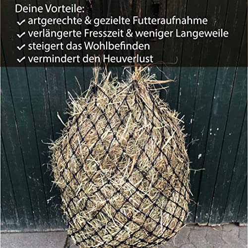 Extra Large Hay Net for Horses 5 x 5 cm Mesh Species-Appropriate Feeding Improved Digestion Hay Bag for Travelling Feeding Bag for Ponies Young Horses Old Horses Goats (1 x Navy Blue) - Image 2