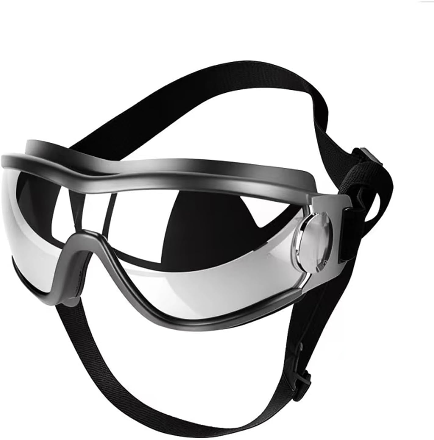UV Protection Dog Goggles for Medium & Large Dogs - Waterproof Windproof Sunglasses, Durable Protective Eyewear for Long-Snout Breeds - Outdoor Hiking Running Glasses (Silver)