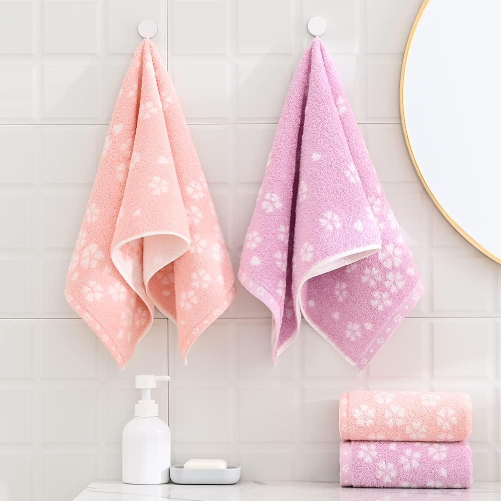sense gnosis Pink Hand Towels Set of 2 Super Soft 100% Cotton Sakura Floral Pattern Super Soft Highly Absorbent Decorative Hand Towels for Bathroom 13 x 29 - Image 9