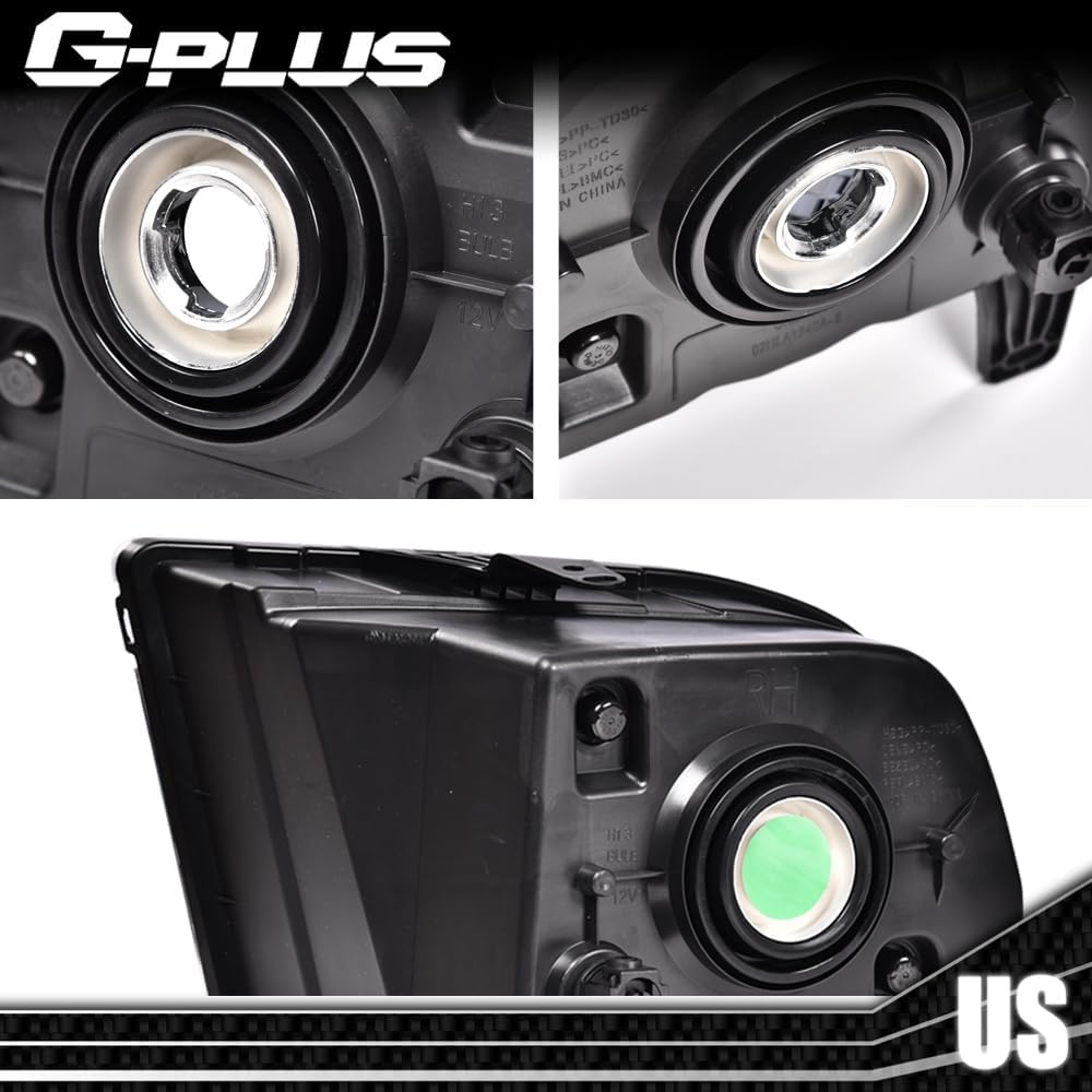 G-PLUS Headlights Assembly Pair,Fit For 2005 2006 2007 2008 2009 Ford Mustang Headlamps(Does NOT Fit Shelby GT500 Models),Replacement 4R3Z13008AA 4R3Z13008AB Clear lens Black Housing Amber Reflector