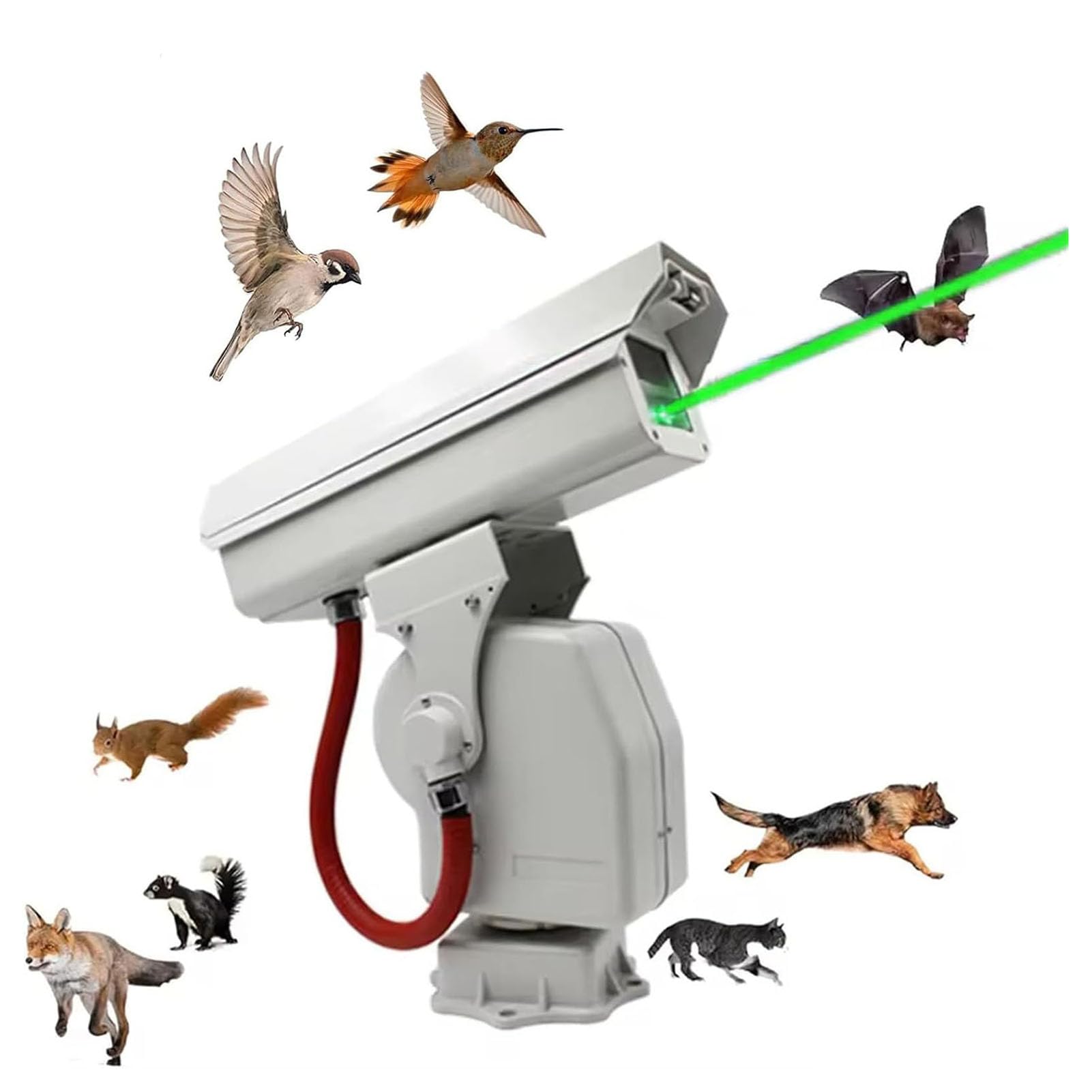 Automatyczny laserowy odstraszacz ptaków, automatyczny odstraszacz laserowy 360° dla ptaków, krążownik dla gołębi, szpaków, wróble i dzikich zwierząt