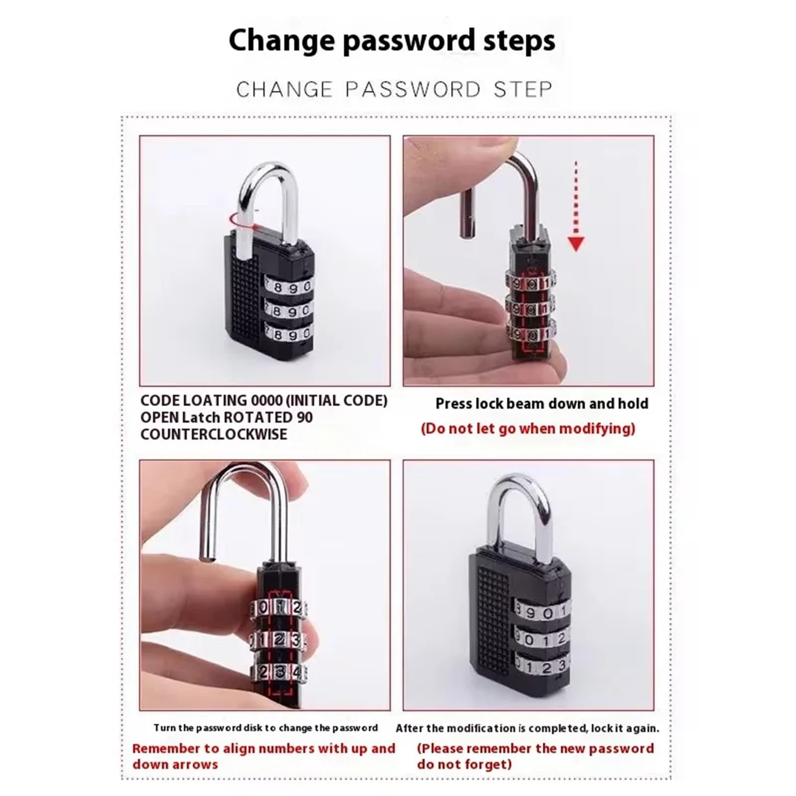 TQSKA 2 Stück * 4-stelliges Zahlenschloss aus Zinklegierung, Vorhängeschloss, Gepäck, Diebstahlschutz, wetterfeste Sicherheit, Outdoor-Fitnessstudio, sicheres Code-Türschloss, schwarz(Black)