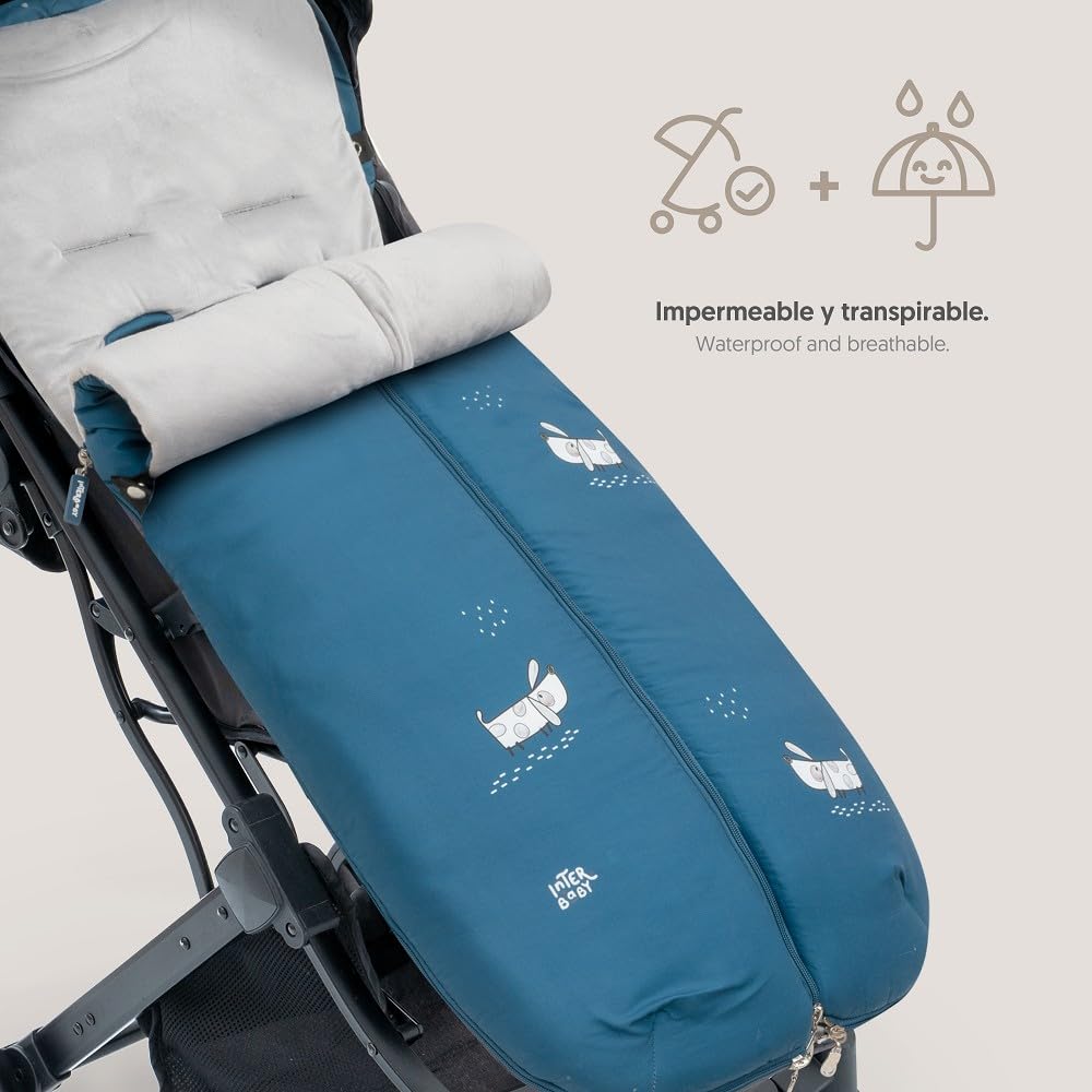 Interbaby Chanceliere Bebe Poussette Couverture Poussette Bebe Hiver, Doux | Sac de Couchage Poussette Bebe Détachable, Double Ouverture, Lavage Facile, Matériaux Antiallergiques, Chiots Bleus