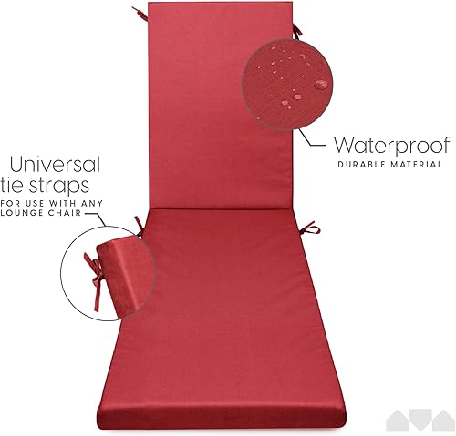 Miniatura 10 de Milliard Cojín de espuma viscoelástica para silla de césped, con funda impermeable y lavable, color azul, 73 x 21 x 2.5 pulgadas