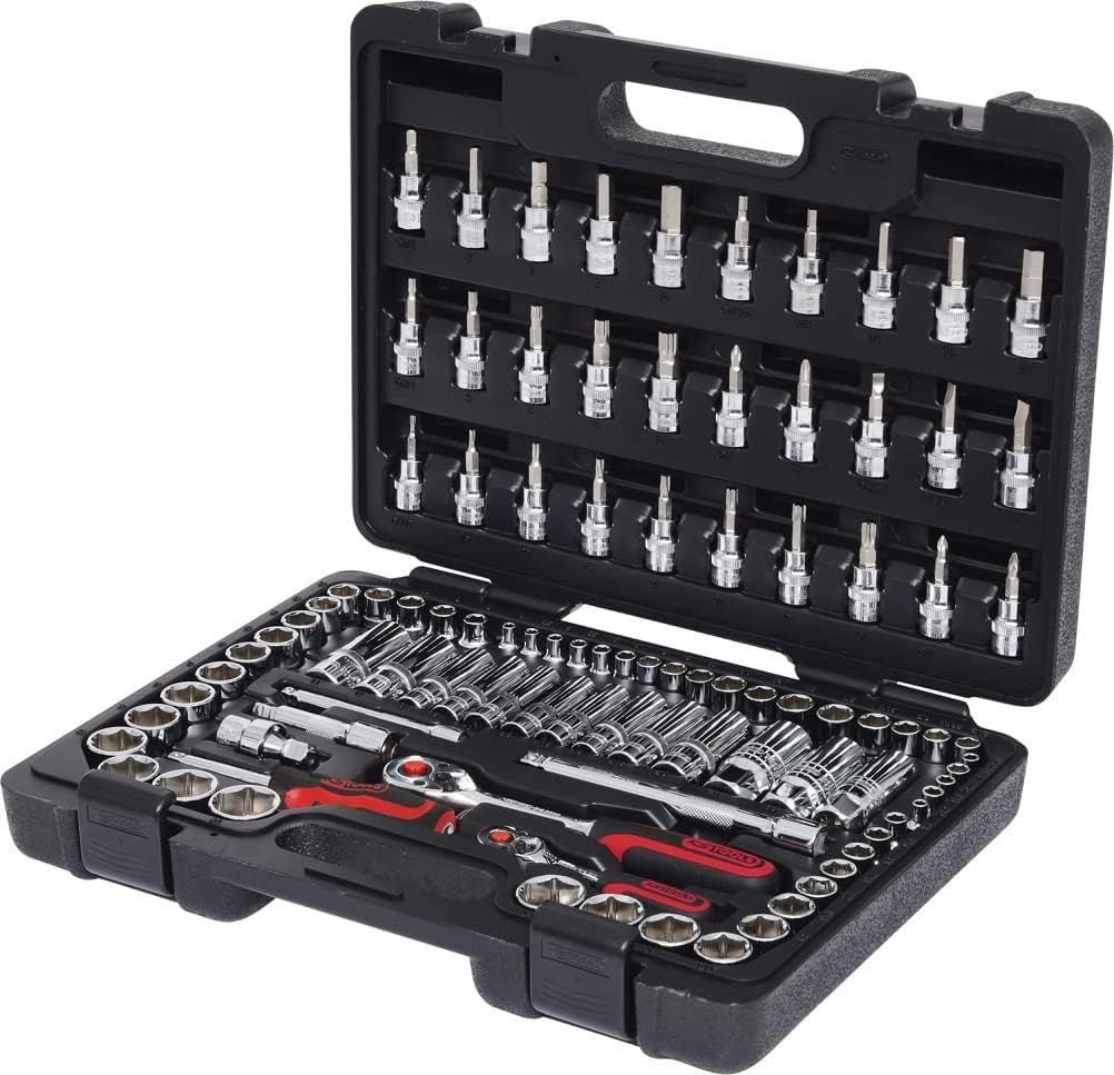 SK Hand Tool 4042146084052 1/4"+3/8" Chromeplus Socket Set, 99 Piece, Clear
