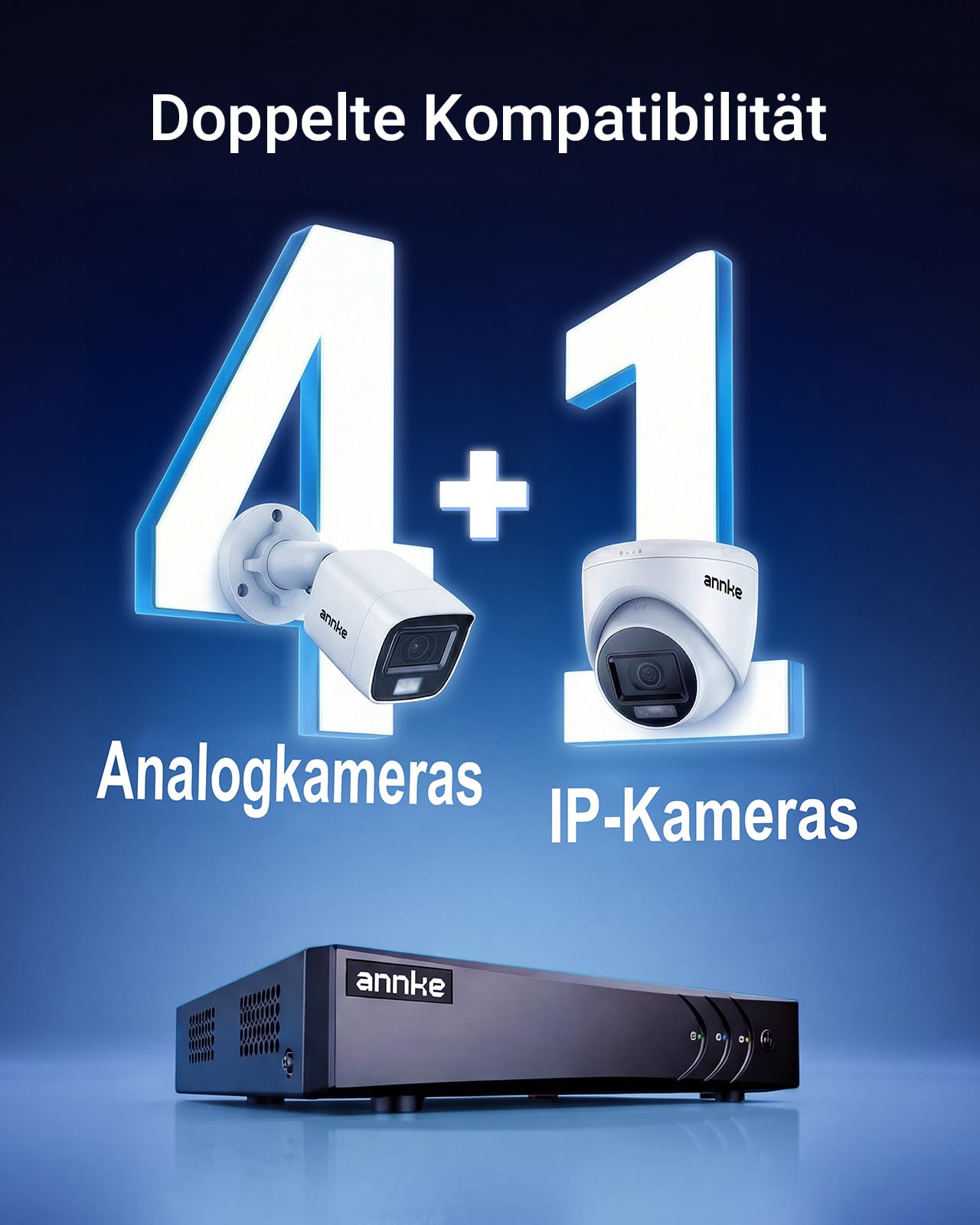 ANNKE 3K/5MP Lite 4CH 5 in 1 Registratore DVR di Sicurezza mit Personen- und Fahrzeugerkennung per Sistema di Telecamere CCTV, Unterstützt 4 Analoge und 1 IP Kameras, ohne Festplatte | 5-in-1-Sicherheits-DVR-Rekorder, unterstützt 4 analoge Kameras/AHD/TVI
