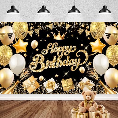 71x16 Inch Music Theme Birthday Banner - Large Fabric Party Backdrop Decor