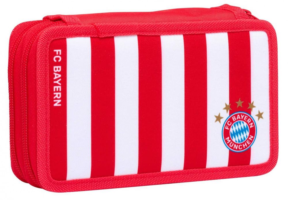 FC Bayern München Doppeletui - Streifen - gefüllt Federmappe rot-weiß FCB