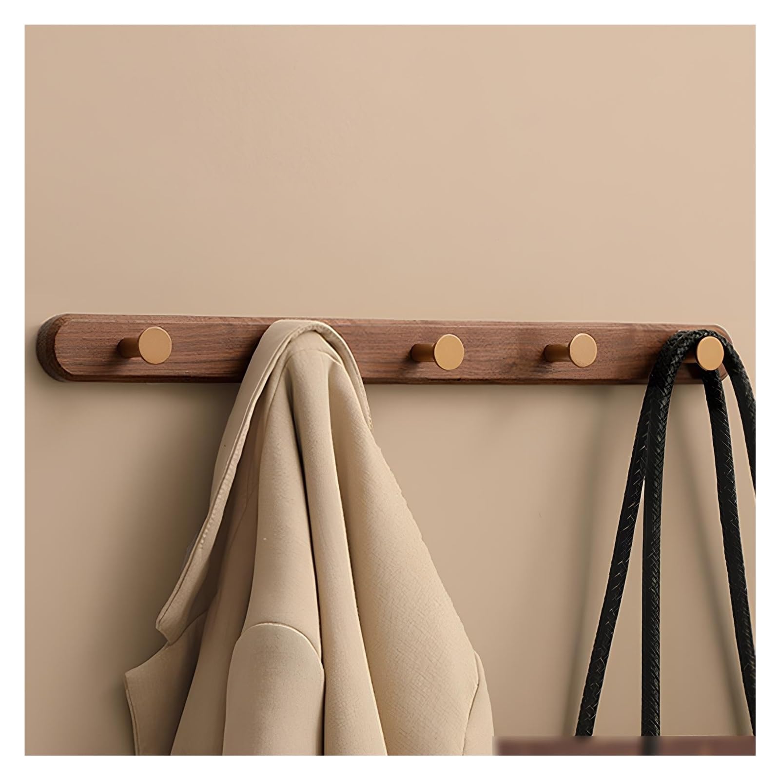 Xuqqu Brown 60Cm Rustic Large Coat Rack Wall Mount, Long Coat Rack For Wall, Wood Coat Rack Hooks, Farmhouse Coat Hanger Wall Mount For Hanging Jacket Coat(,50Cm/19.6In)