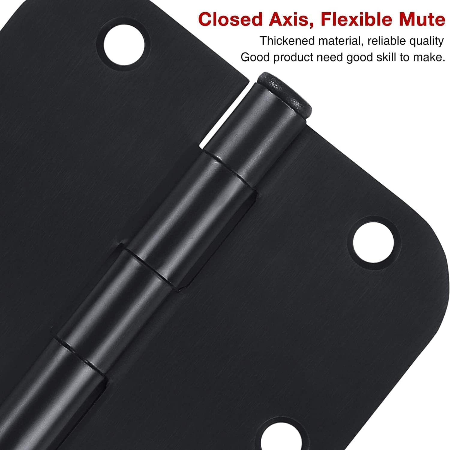 JIW 108 Pack Black Door Hinges for Doors 3.5 x 3.5 Inch Interior Matte Black Hinges for Doors 3 1/2 Inch Door Hinge 5/8 Inch Radius Corners Standard Residential